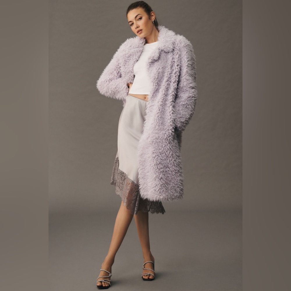Anthropologie Lavender Faux Fur Coat - Picture 2 of 5